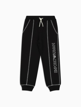 Черные джоггеры EMPORIO ARMANI с контрастным логотипом: фото - Invogue