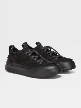 Чорні снікерси Zegna Stitch™ Mrbailey® з фактурної шкіри: фото 1 - Invogue