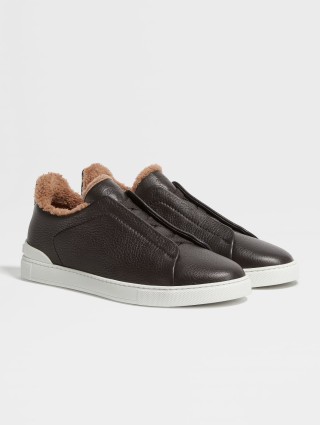 Коричневі снікерси ZEGNA Triple Stitch™ зі шкіри: фото 1 - Invogue