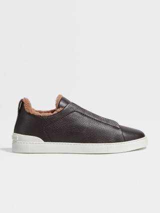 Коричневі снікерси ZEGNA Triple Stitch™ зі шкіри: фото - Invogue