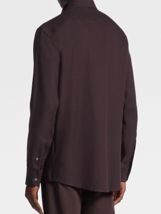 Темно-коричневая рубашка Zegna из бленда хлопка и кашемира: фото 2 - Invogue