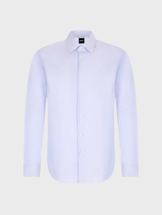 Голубая рубашка BOSS из натурального хлопка: фото - Invogue
