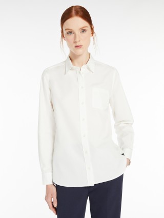 Белая рубашка WEEKEND MAX MARA из хлопка: фото 4 - Invogue