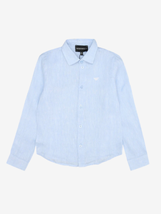 Голубая рубашка EMPORIO ARMANI KIDS: фото - Invogue