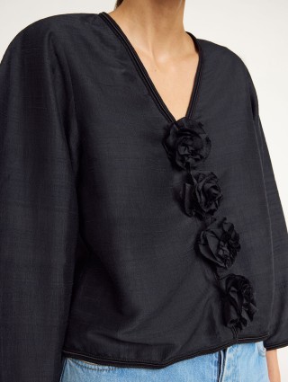 Чорна блуза By Malene Birger з шовку: фото 3 - Invogue