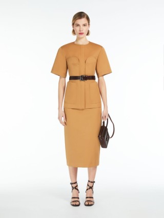 Светло-коричневая юбка миди Max Mara: фото 3 - Invogue