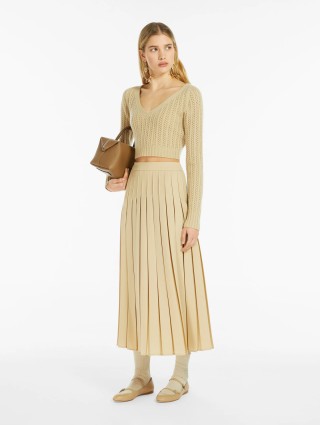 Кремовая юбка Max Mara плиссированная: фото 4 - Invogue