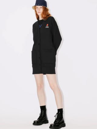 Чорна сукня-кардиган KENZO з принтом Boke Flower: фото 1 - Invogue