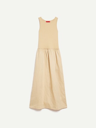Світло-коричнева сукня Max&Co з льону та трикотажу: фото - Invogue