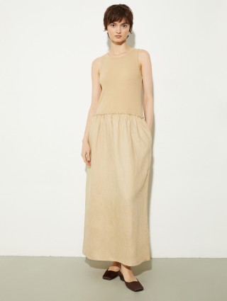 Світло-коричнева сукня Max&Co з льону та трикотажу: фото 1 - Invogue