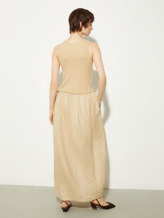 Світло-коричнева сукня Max&Co з льону та трикотажу: фото 2 - Invogue