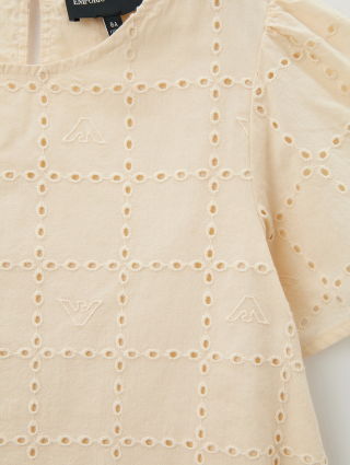 Бежевое платье EMPORIO ARMANI KIDS из хлопка: фото 2 - Invogue