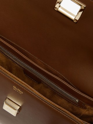 Коричневая сумка MAX MARA квадратной формы из кожи: фото 4 - Invogue