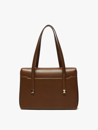 Коричневая сумка MAX MARA квадратной формы из кожи: фото 2 - Invogue