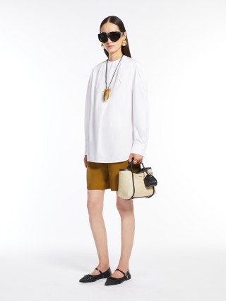 Бежевая сумка Max Mara с кожаными деталями: фото 1 - Invogue