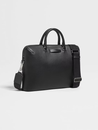 Черная деловая сумка ZEGNA кожаная: фото 2 - Invogue