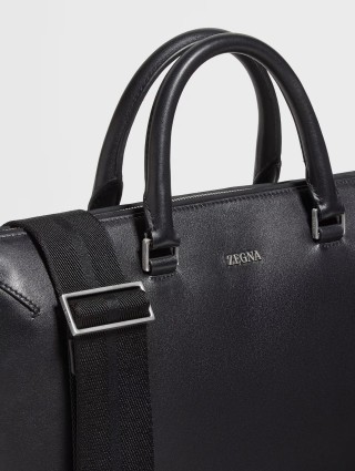 Черная деловая сумка ZEGNA кожаная: фото 4 - Invogue