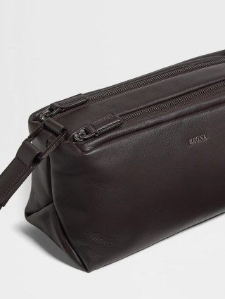 Темно-коричневая сумка ZEGNA из мягкой кожи: фото 4 - Invogue