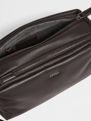 Темно-коричневая сумка ZEGNA из мягкой кожи: фото 3 - Invogue