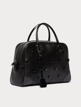 Черная сумка MARINA RINALDI с деталями из лакированной кожи: фото 2 - Invogue