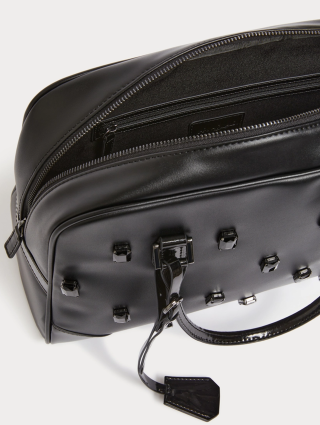 Черная сумка MARINA RINALDI с деталями из лакированной кожи: фото 5 - Invogue