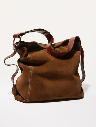 Темно-коричнева сумка MAX&CO замшева: фото - Invogue