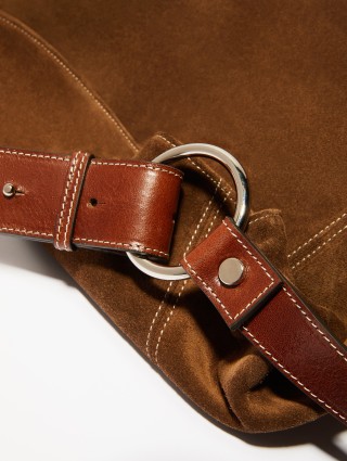 Темно-коричнева сумка MAX&CO замшева: фото 4 - Invogue