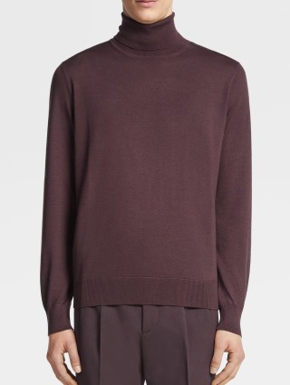 Темно-бордовая водолазка Zegna из бленда шелка и кашемира: фото 1 - Invogue
