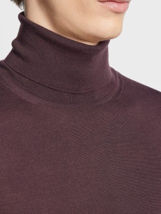 Темно-бордовая водолазка Zegna из бленда шелка и кашемира: фото 3 - Invogue