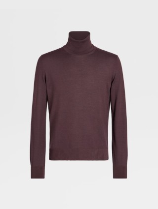 Темно-бордовая водолазка Zegna из бленда шелка и кашемира: фото - Invogue