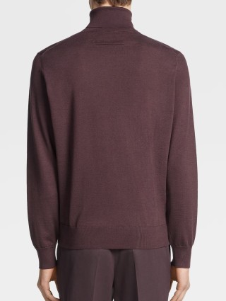 Темно-бордовая водолазка Zegna из бленда шелка и кашемира: фото 2 - Invogue
