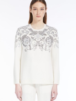 Белый свитер Max Mara из шерсти и кашемира с узором: фото 1 - Invogue