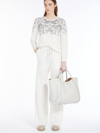 Белый свитер Max Mara из шерсти и кашемира с узором: фото 4 - Invogue