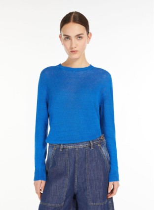 Васильковый свитер WEEKEND MAX MARA из льняной пряжи: фото 3 - Invogue