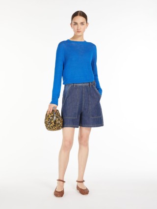 Васильковый свитер WEEKEND MAX MARA из льняной пряжи: фото 4 - Invogue
