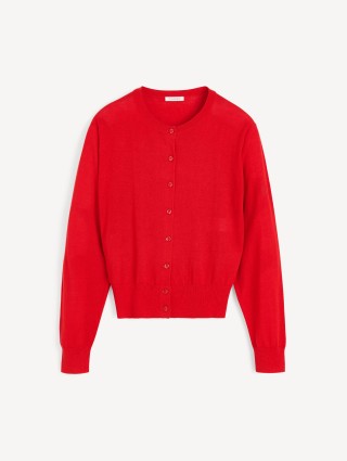 Червоний кардиган BY MALENE BIRGER з суміші вовни та шовку: фото - Invogue