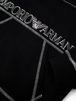Черное худи EMPORIO ARMANI с контрастным логотипом: фото 3 - Invogue