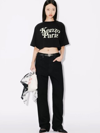 Укорочений чорний топ KENZO: фото 4 - Invogue