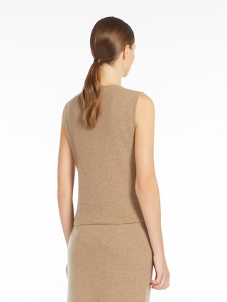 Светло-коричневый топ Max Mara из шерсти и кашемира: фото 2 - Invogue