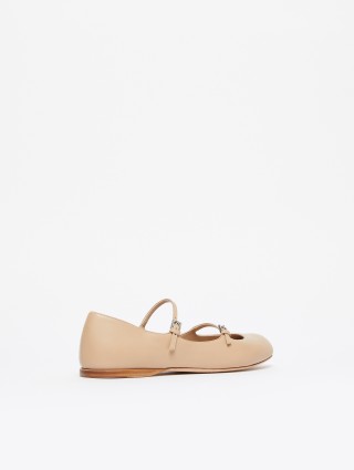 Бежевые балетки Max Mara из кожи наппа: фото 3 - Invogue