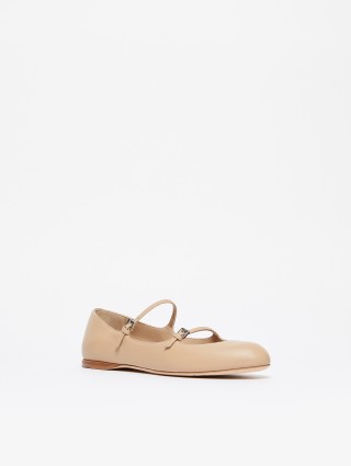 Бежевые балетки Max Mara из кожи наппа: фото 2 - Invogue