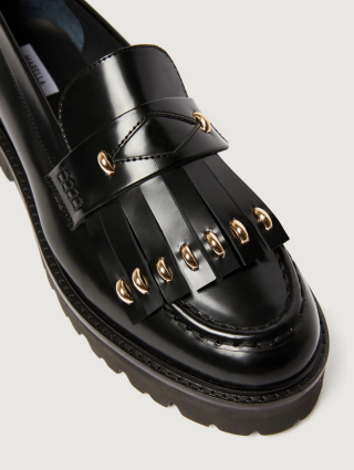 Черные лоферы MARELLA кожаные: фото 3 - Invogue