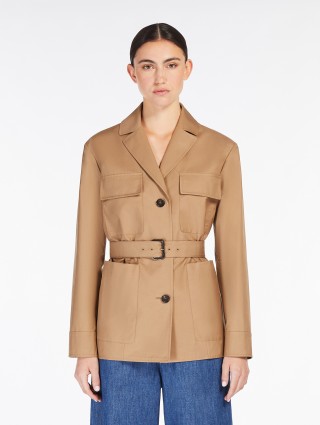 Темно-бежевая куртка Max Mara из смеси хлопка: фото 2 - Invogue