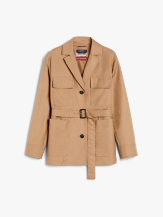 Темно-бежевая куртка Max Mara из смеси хлопка: фото - Invogue