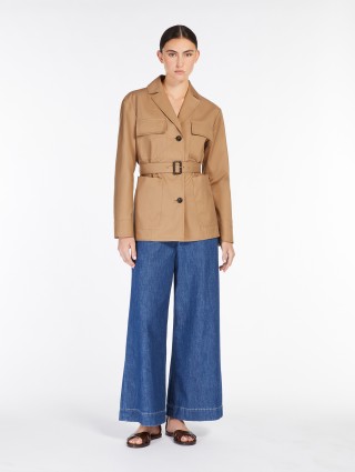 Темно-бежевая куртка Max Mara из смеси хлопка: фото 1 - Invogue