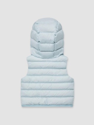 Голубой жилет MONCLER с капюшоном: фото 1 - Invogue